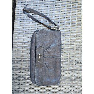 Coach Wristlet Ashley Black Leather Flap Wallet Clutch Designer